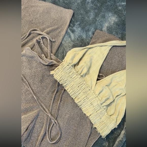 Urban Outfitters Pants - Cropped halter + wide leg urban outfitters yoga pants w tie waist